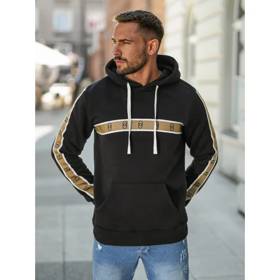 Vyriškas juodas džemperis Rings Džemperiai su gobtuvu