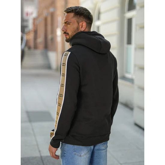 Vyriškas juodas džemperis Rings Džemperiai su gobtuvu