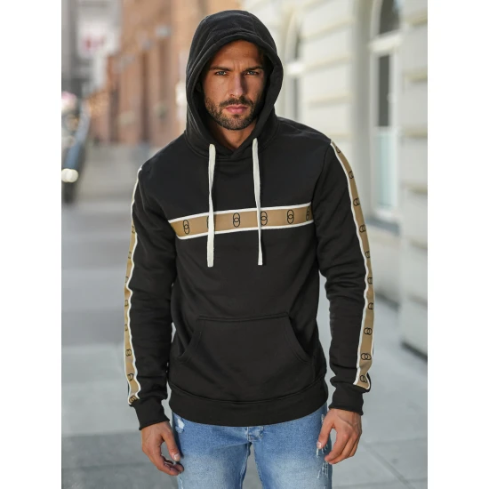 Vyriškas juodas džemperis Rings Džemperiai su gobtuvu