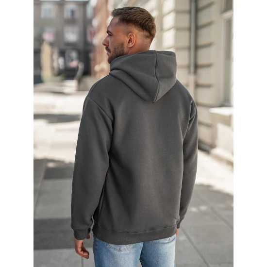 Vyriškas tamsiai pilkas džemperis su gobtuvu Bad Džemperiai su gobtuvu