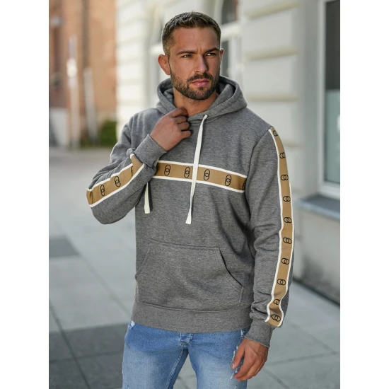 Vyriškas pilkas džemperis Rings Džemperiai su gobtuvu