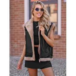 Moteriška juoda odinė liemenė Sara