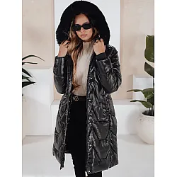 Women's black jacket with black fur Elec