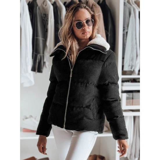 Moteriška žieminė juoda striukė Trendy Moteriškos striukės