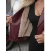Moteriška odinė bordo spalvos striukė su rusvu kailiuku Elis Moteriškos striukės