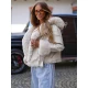 Moteriška balta striukė su kailiu Nikol Moteriškos striukės