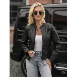 Moteriška juoda odinė striukė Jener