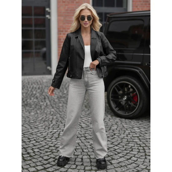 Moteriška juoda odinė striukė Santi Moteriškos striukės