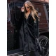 Moteriška ilga juoda žieminė striukė iš dirbtinio kailio Vesta