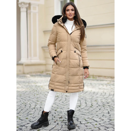 Žieminė ilga moteriška rusva striukė Marni Moteriškos striukės