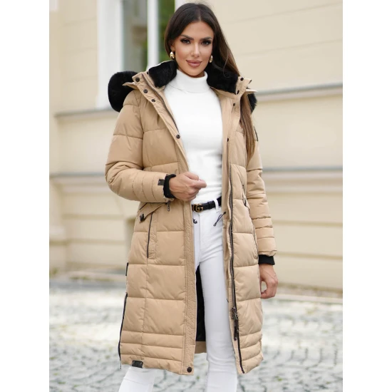 Žieminė ilga moteriška rusva striukė Marni Moteriškos striukės