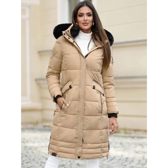 Žieminė ilga moteriška rusva striukė Marni Moteriškos striukės