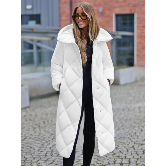 Balta moteriška dygsniuota žieminė striukė Coco JS/5M3173/281
