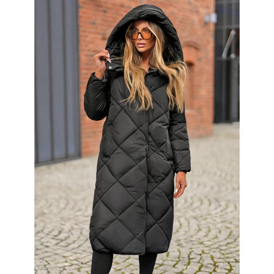 Juoda moteriška dygsniuota žieminė striukė Coco JS/5M3173/392