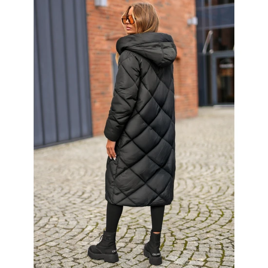 Juoda moteriška dygsniuota žieminė striukė Coco JS/5M3173/392