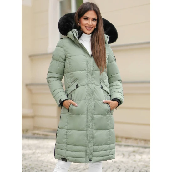 Žieminė ilga moteriška mėtinė striukė Marni Moteriškos striukės