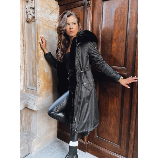 Juoda ilga moteriška striukė Harpe Moteriškos striukės