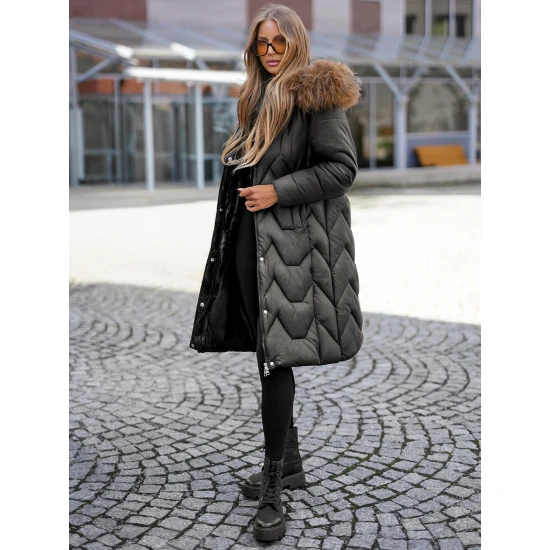 Žieminė ilga moteriška juoda striukė Klein Moteriškos striukės