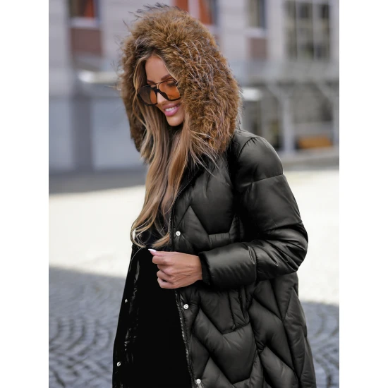 Žieminė ilga moteriška juoda striukė Klein Moteriškos striukės