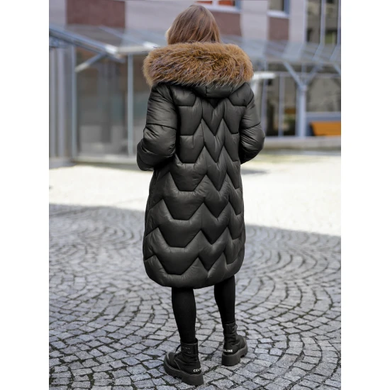 Žieminė ilga moteriška juoda striukė Klein Moteriškos striukės