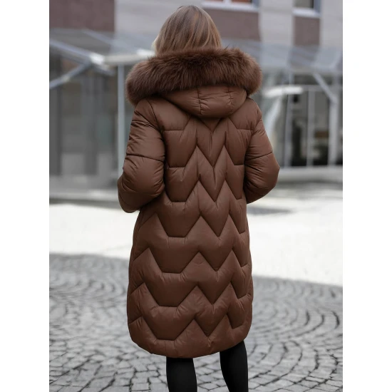 Žieminė ilga moteriška ruda striukė Klein Moteriškos striukės