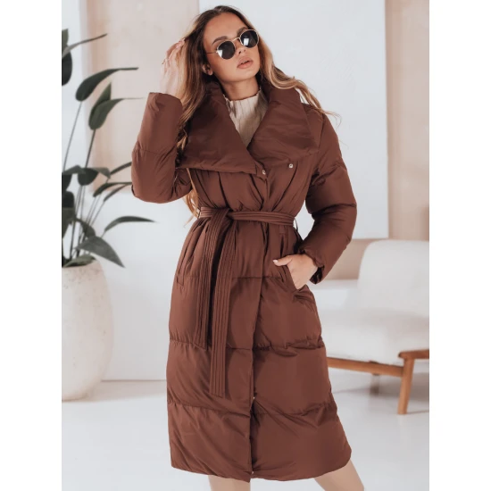 Moteriška tamsiai ruda dygsniuota striukė Favi Moteriškos striukės