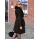Moteriškas juodos spalvos paltas su kailiuku Korin Moteriškos striukės