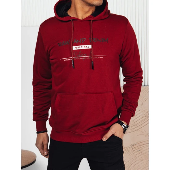 Vyriškas bordo džemperis su gobtuvu Denim Vyriški džemperiai su gobtuvu