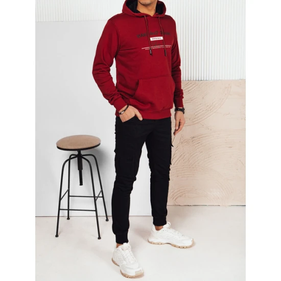 Vyriškas bordo džemperis su gobtuvu Denim Vyriški džemperiai su gobtuvu