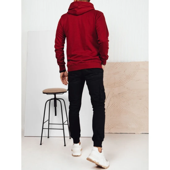 Vyriškas bordo džemperis su gobtuvu Denim Vyriški džemperiai su gobtuvu