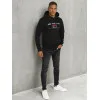 Vyriškas juodas džemperis su gobtuvu Denim Vyriški džemperiai su gobtuvu