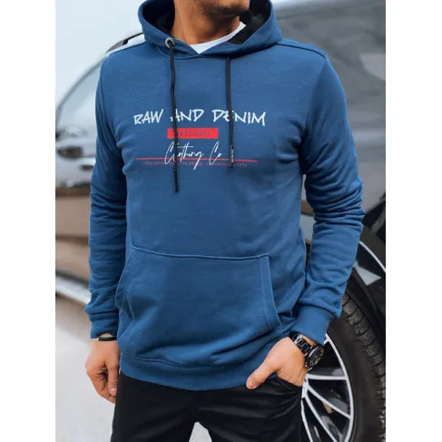 Męski niebieski sweter z kapturem Denim Swetry z kapturem