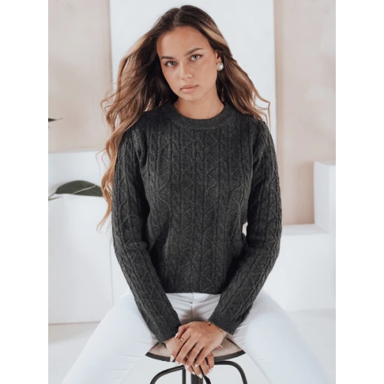 Moteriškas tamsiai pilkas megztinis Bravina Moteriški megztiniai