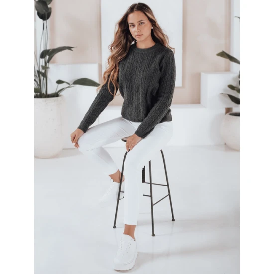 Moteriškas tamsiai pilkas megztinis Bravina Moteriški megztiniai