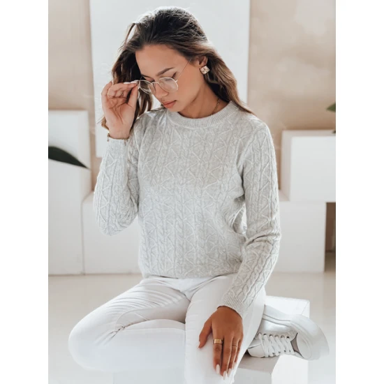 Moteriškas šviesiai pilkas megztinis Bravina Džemperiai