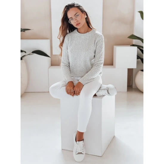 Moteriškas šviesiai pilkas megztinis Bravina Džemperiai