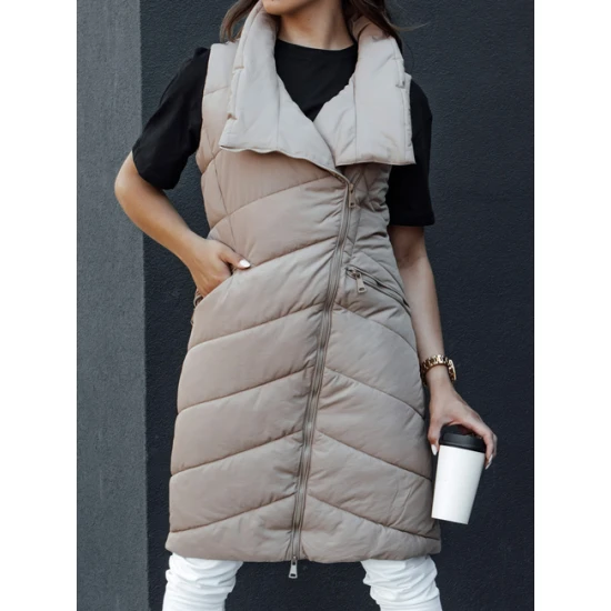 Moteriškas rusva liemenė be gobtuvo Serkis Moteriškos liemenės