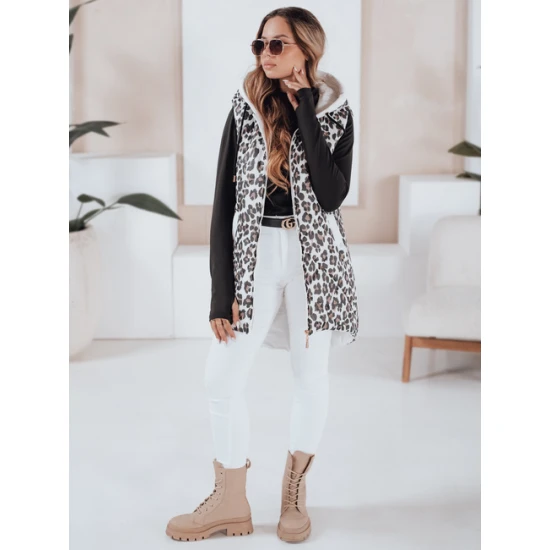 Moteriška balta leopardo rašto liemenė Elmera Moteriškos liemenės