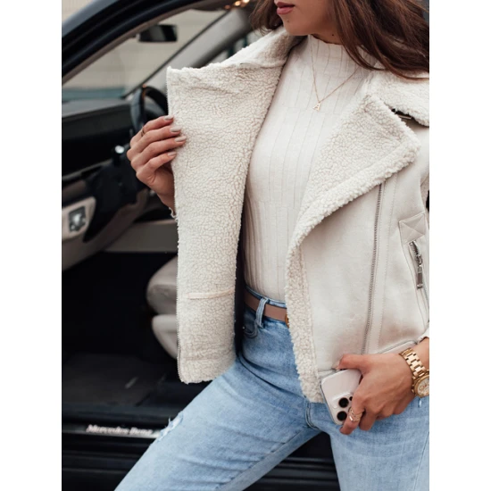 Moteriška balta liemenė su kailiuku Wool Moteriškos liemenės