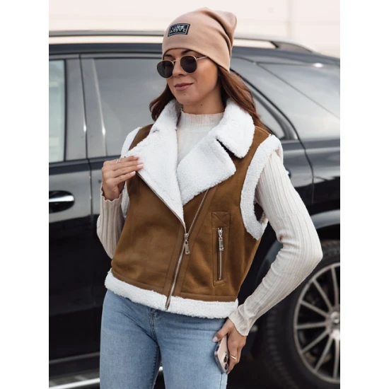 Moteriška ruda liemenė su kailiuku Wool Moteriškos liemenės