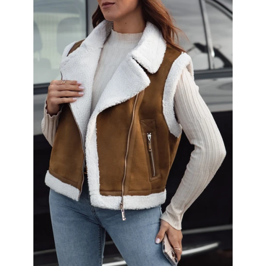 Moteriška ruda liemenė su kailiuku Wool Moteriškos liemenės