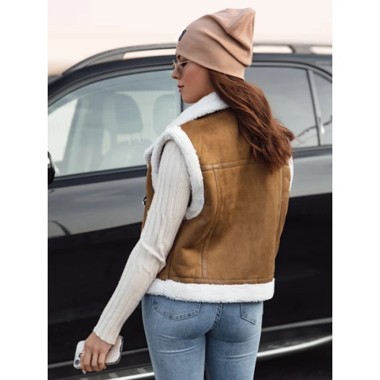 Moteriška ruda liemenė su kailiuku Wool Moteriškos liemenės