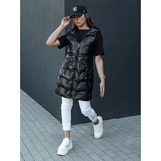 Women's black hooded vest Dona Women's waistcoats