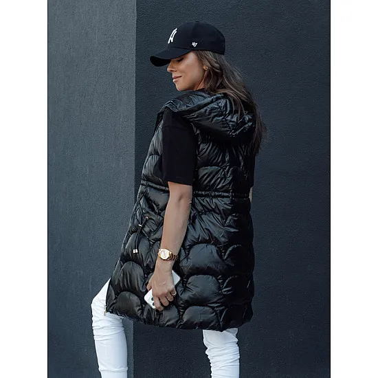Women's black hooded vest Dona Women's waistcoats