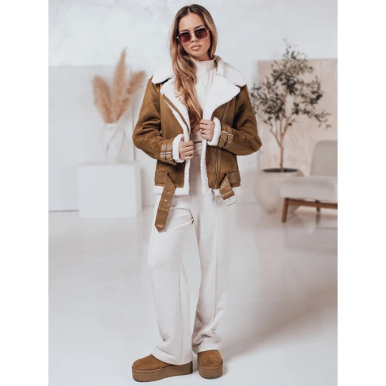 Moteriška ruda striukė su kailiuku Lever Moteriškos striukės