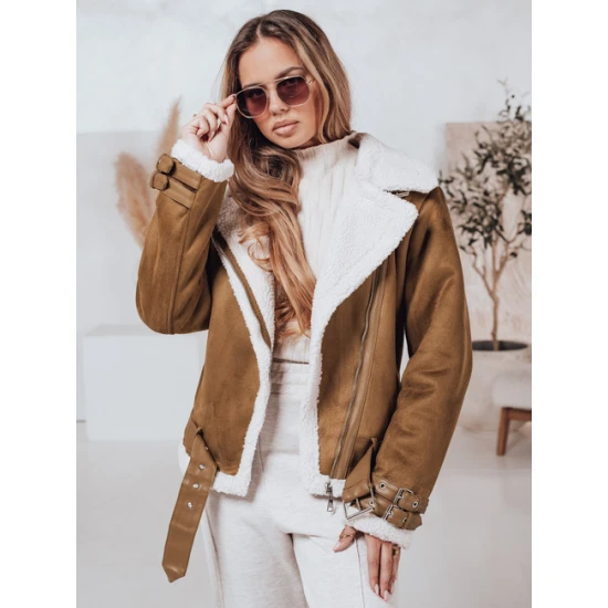 Moteriška ruda striukė su kailiuku Lever Moteriškos striukės