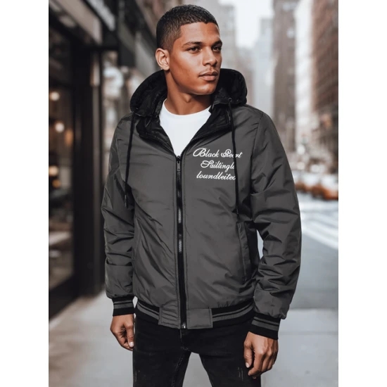 Vyriška dvipusė juoda striukė su gobtuvu Linde Vyriškos Striukės ir Paltai