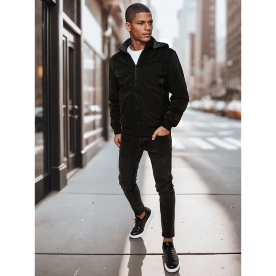 Vyriška dvipusė juoda striukė su gobtuvu Linde Vyriškos Striukės ir Paltai