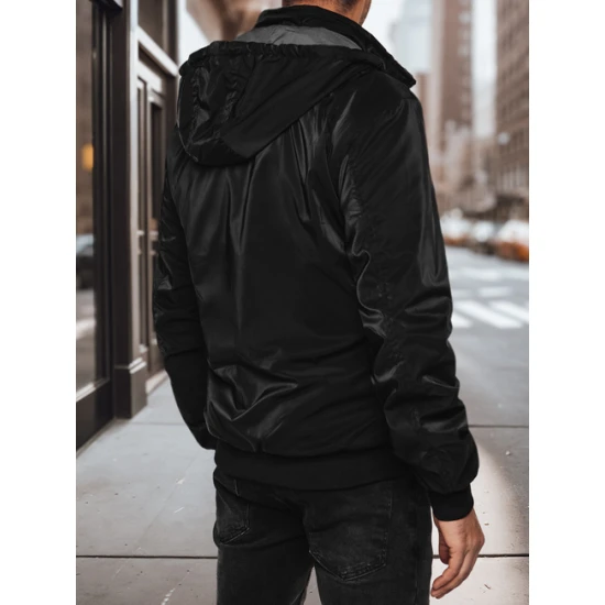 Vyriška dvipusė juoda striukė su gobtuvu Linde Vyriškos Striukės ir Paltai