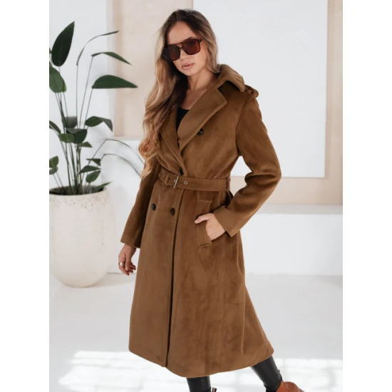 Moteriškas rudas žieminis paltas Gino Moteriškos striukės